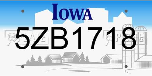5ZB1718 Iowa License Plate