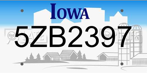 5ZB2397 Iowa License Plate