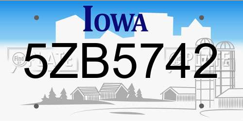 5ZB5742 Iowa License Plate