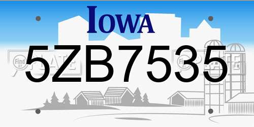 5ZB7535 Iowa License Plate