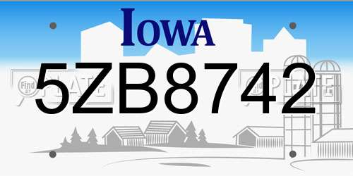 5ZB8742 Iowa License Plate