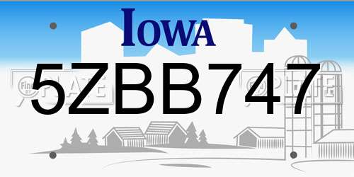 5ZBB747 Iowa License Plate