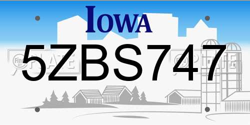 5ZBS747 Iowa License Plate