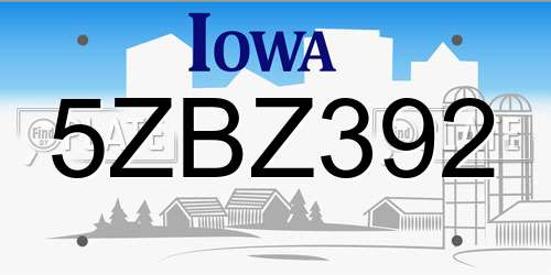 5ZBZ392 Iowa License Plate