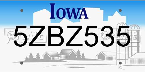 5ZBZ535 Iowa License Plate