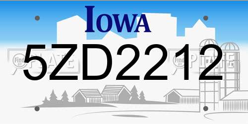 5ZD2212 Iowa License Plate