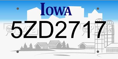 5ZD2717 Iowa License Plate