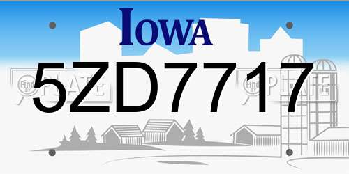 5ZD7717 Iowa License Plate