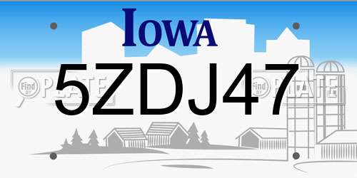 5ZDJ47 Iowa License Plate