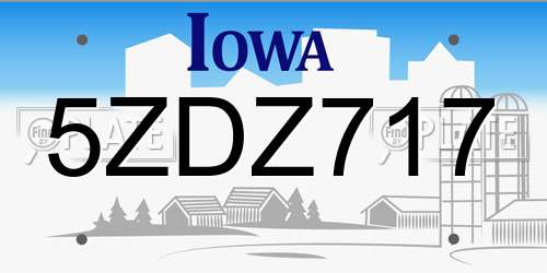 5ZDZ717 Iowa License Plate