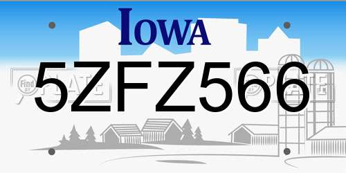 5ZFZ566 Iowa License Plate