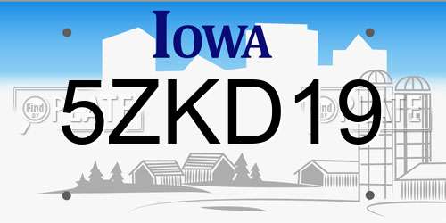 5ZKD19 Iowa License Plate