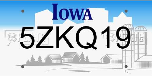 5ZKQ19 Iowa License Plate