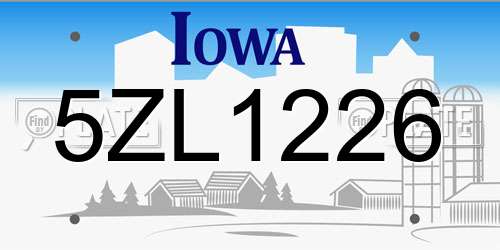 5ZL1226 Iowa License Plate