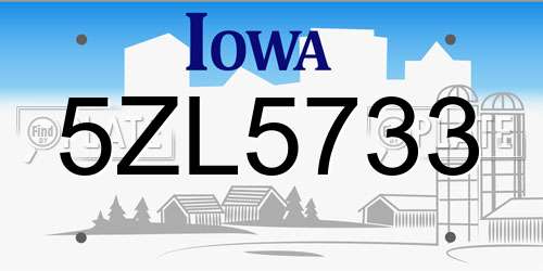 5ZL5733 Iowa License Plate
