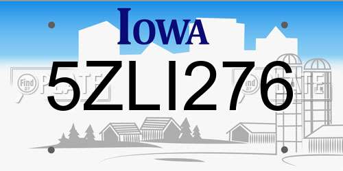 5ZLI276 Iowa License Plate