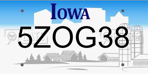 5ZOG38 Iowa License Plate
