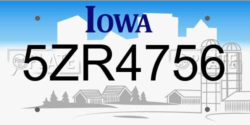 5ZR4756 Iowa License Plate
