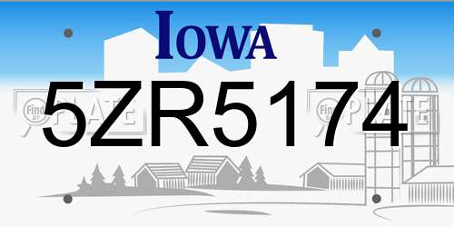 5ZR5174 Iowa License Plate