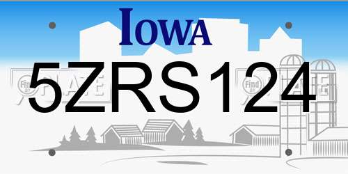 5ZRS124 Iowa License Plate