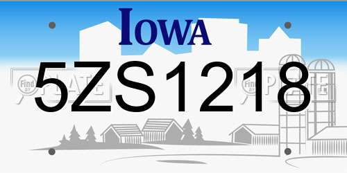 5ZS1218 Iowa License Plate