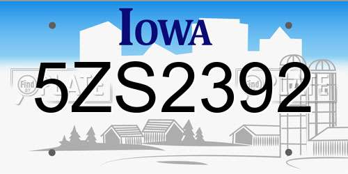 5ZS2392 Iowa License Plate