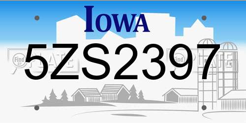 5ZS2397 Iowa License Plate