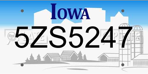 5ZS5247 Iowa License Plate
