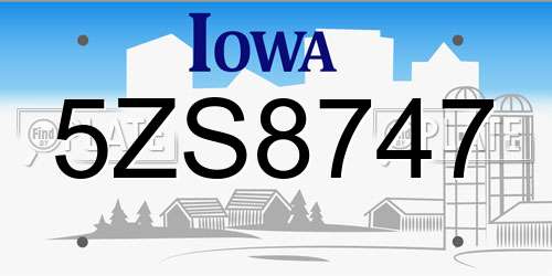 5ZS8747 Iowa License Plate