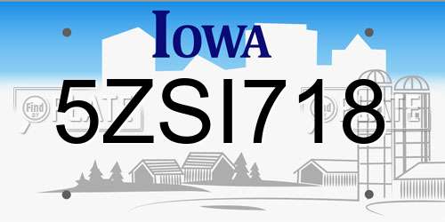 5ZSI718 Iowa License Plate