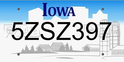 5ZSZ397 Iowa License Plate