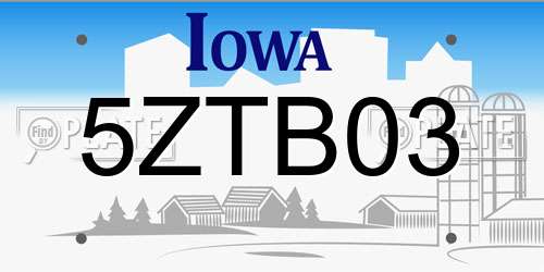 5ZTB03 Iowa License Plate