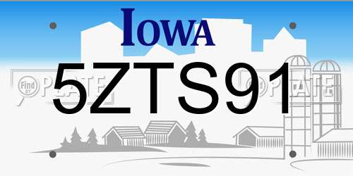 5ZTS91 Iowa License Plate
