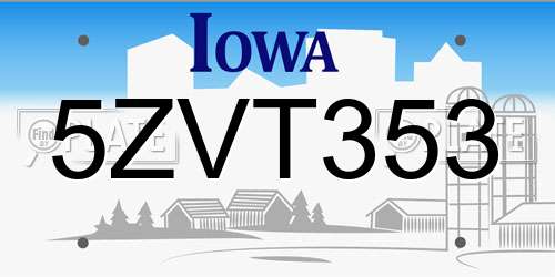 5ZVT353 Iowa License Plate