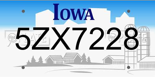 5ZX7228 Iowa License Plate