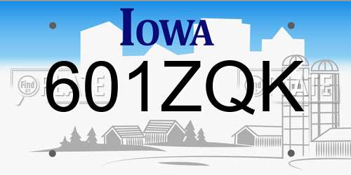 601ZQK Iowa License Plate