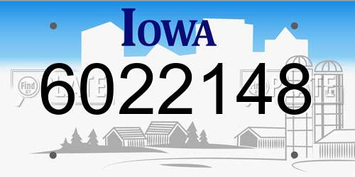 6022148 Iowa License Plate