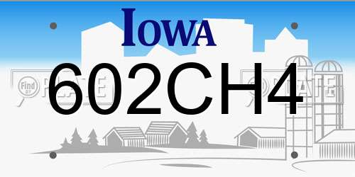 602CH4 Iowa License Plate
