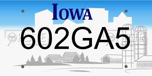 602GA5 Iowa License Plate