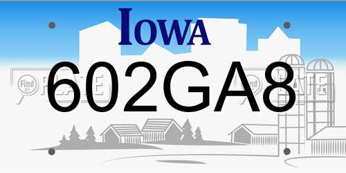 602GA8 Iowa License Plate