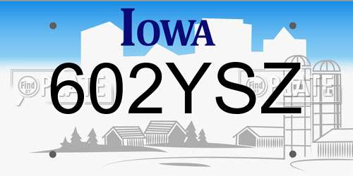 602YSZ Iowa License Plate