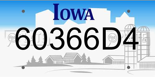 60366D4 Iowa License Plate