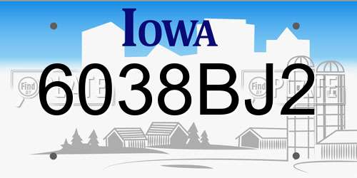 6038BJ2 Iowa License Plate