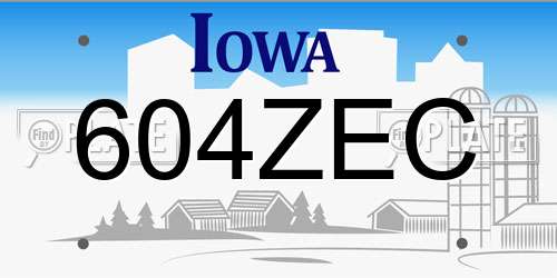 604ZEC Iowa License Plate