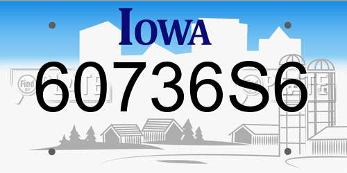 60736S6 Iowa License Plate