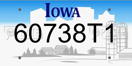 60738T1 Iowa License Plate