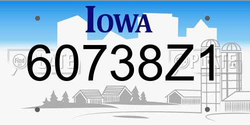 60738Z1 Iowa License Plate