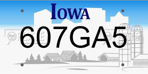 607GA5 Iowa License Plate
