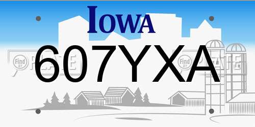 607YXA Iowa License Plate