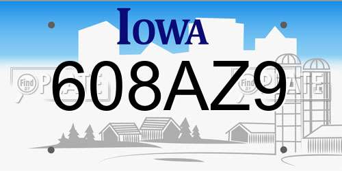 608AZ9 Iowa License Plate